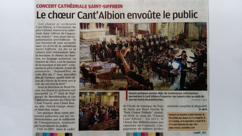 Article La Provence Carpentras mai 2018